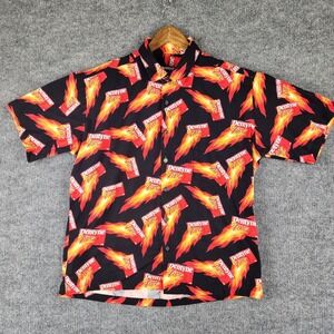 Vintage Dentyne Fire Shirt Mens Large Black Flame All Over Print